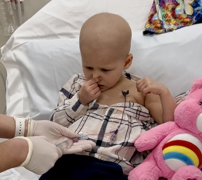 Three-year-old daughter receiving chemotherapy treatment